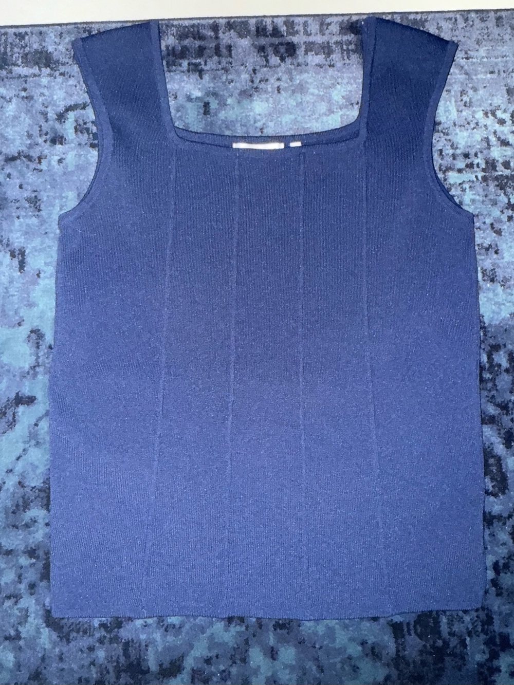 Patrizia Luca Navy Square-Neck Knit Tank